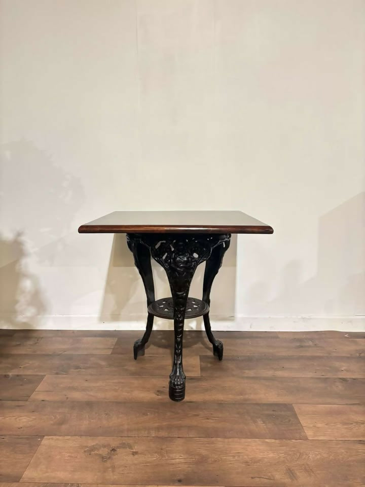Victorian Cast Iron Pub Table With Mahogany Topm