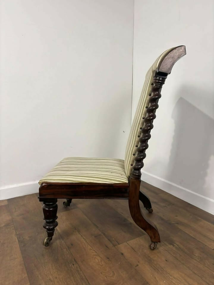 Early Victorian Walnut Upholstered Prayer Chair