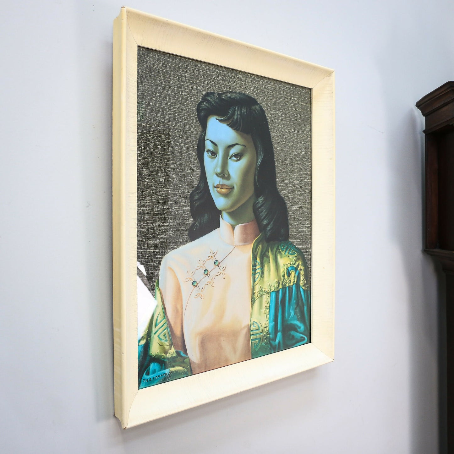 Miss Wong Picture in Original Cream Frame 1970s print by Vladimir Tretchikoff