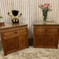 Two End Table/ bedside Carved Chinese with 1 drawer ,2 door and a glass top