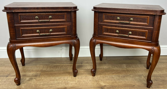 Pair of Bedside Tables Vintage French Louis Nightstands Carved Cabinets LOT 6221