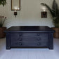 Large Black Painted Pine Late 20th Century Coffee TV Table Plan Chest Style