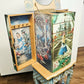 Hand painted and Decoupaged Alice in Wonderland Jewellery Armoire, whimsical vintage jewellery cabinet