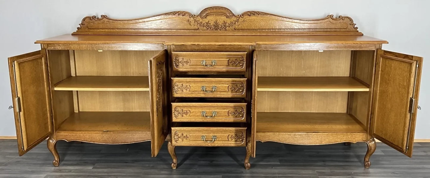 Sideboard Vintage French Louis XVI Style Oak Carved 4 Drawers Cabinet LOT 4075