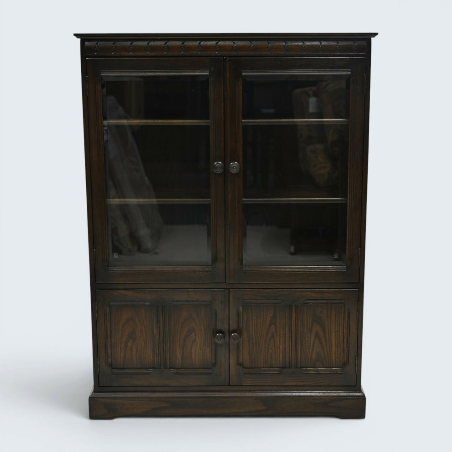 Ercol Mural Display Bookcase with Cupboard Traditional Finish FREE UK* Delivery