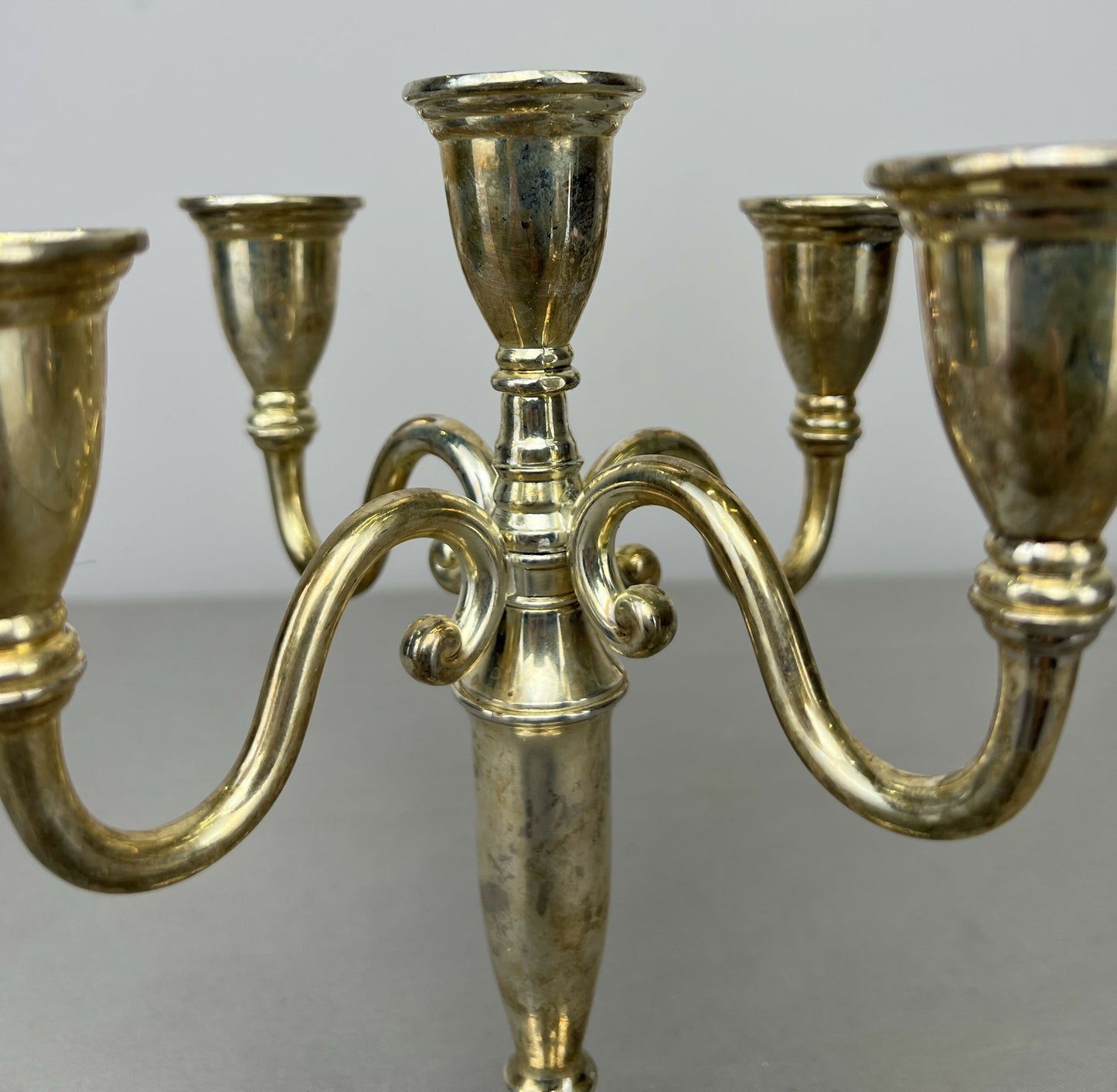 Pair of Candelabras Vintage French Style Metal Five Arm Candle Holders LOT 6484
