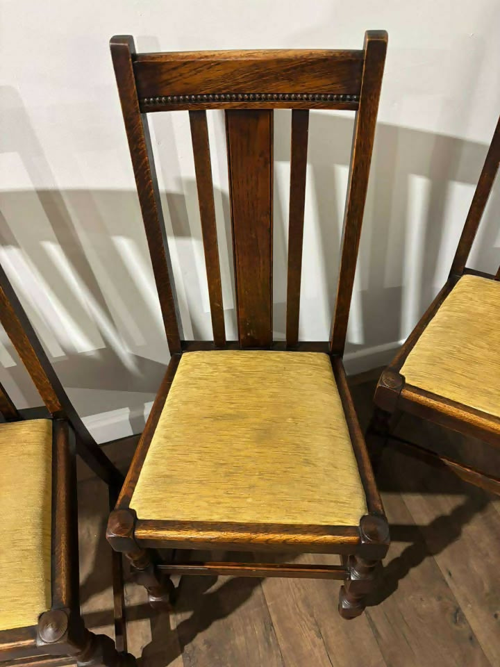 Vintage Set of Five Oak Dining Chairs