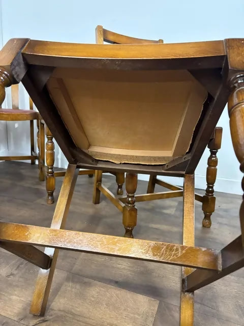 Vintage Set Of Six Oak Dining Chairs