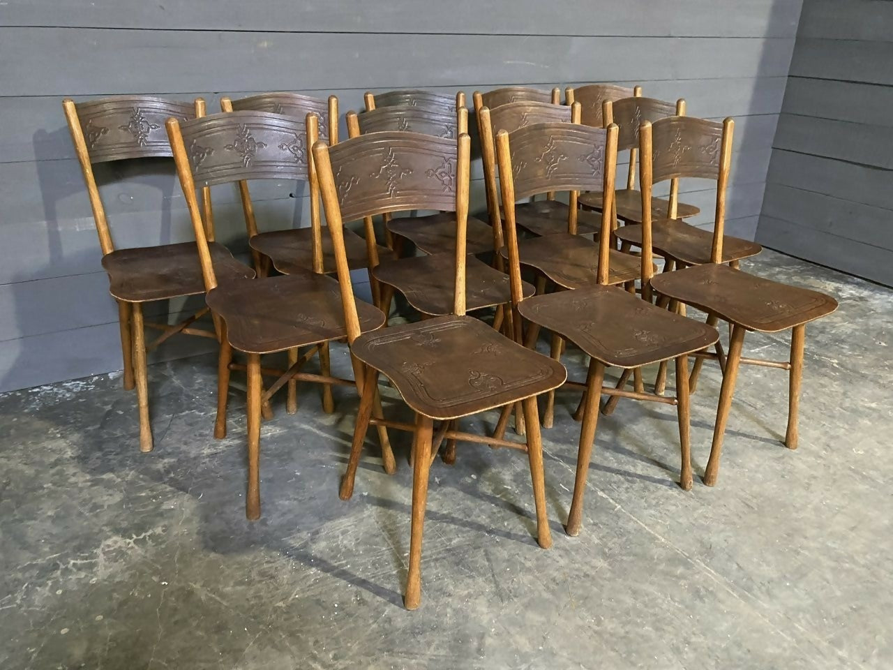 Extremely Rare Set 12 J & J Kohn Bentwood Bistro Dining Chairs