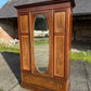 Antique Edwardian Mahogany Inlaid Mirrored Wardrobe With Drawer