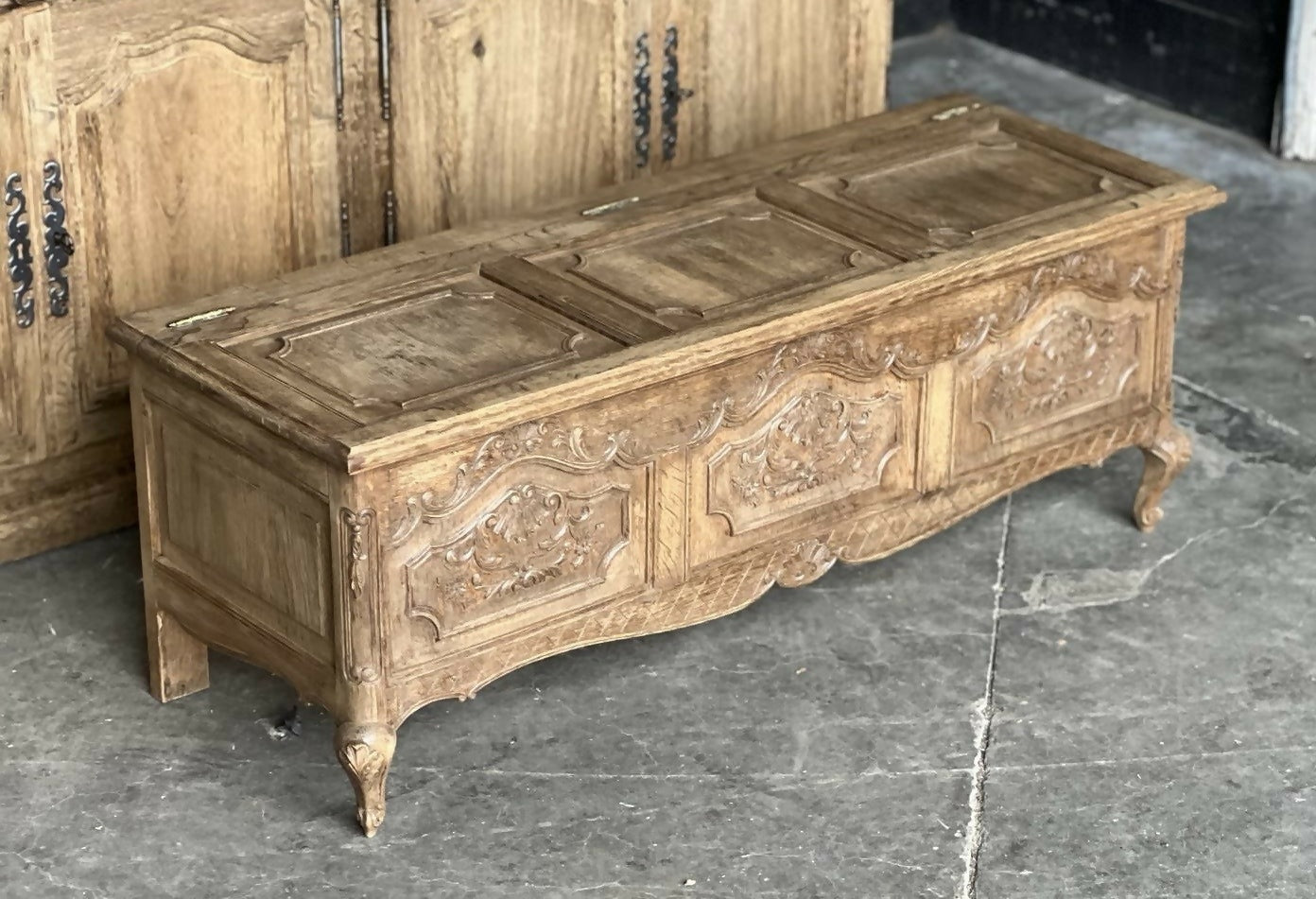 Pretty French Oak Coffer, 1800s