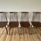 Vintage Set of 4 Mid Century Ercol Style Dining Chairs Stick Back Elm Chairs