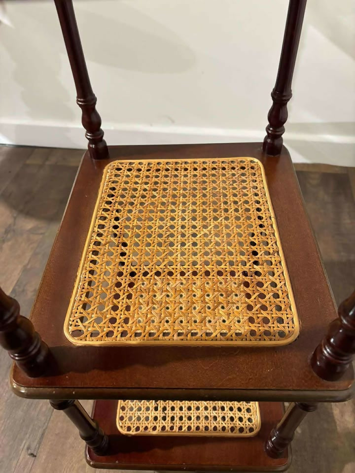 Reproduction Mahogany & Wicker What-Not