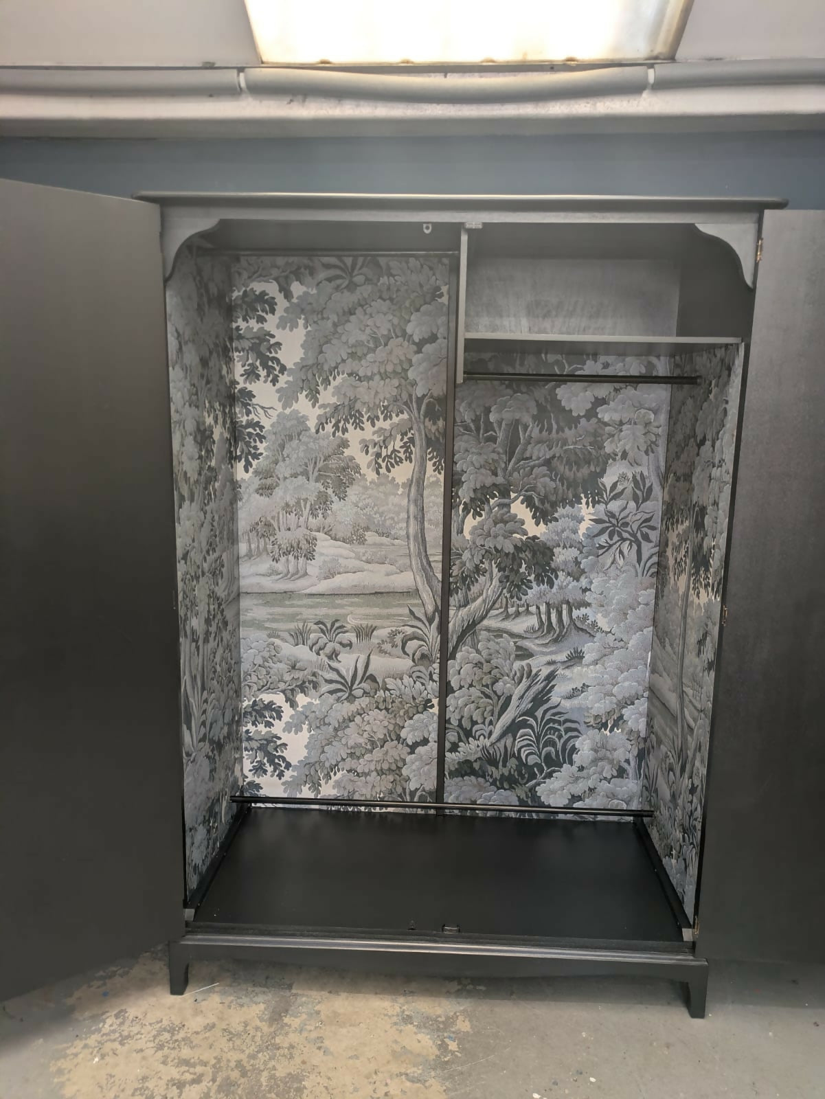 Upcycled Mid-Century Armoire Grey Woodland Stag Wardrobe, Custom Commission