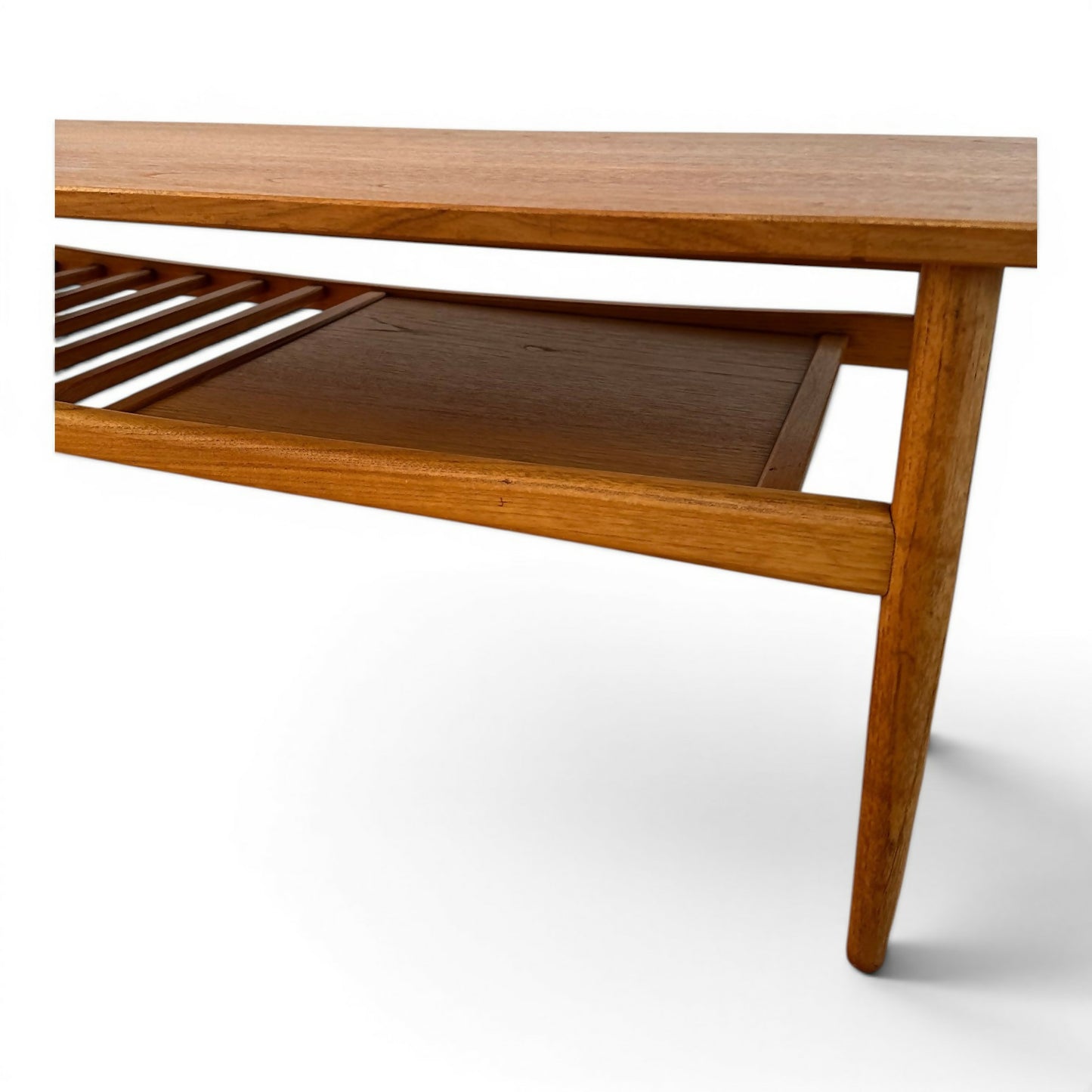 Mid Century Teak Coffee Table With Under Tier Shelf