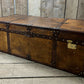English storage trunk - hand dyed bespoke leather - custom coffee table