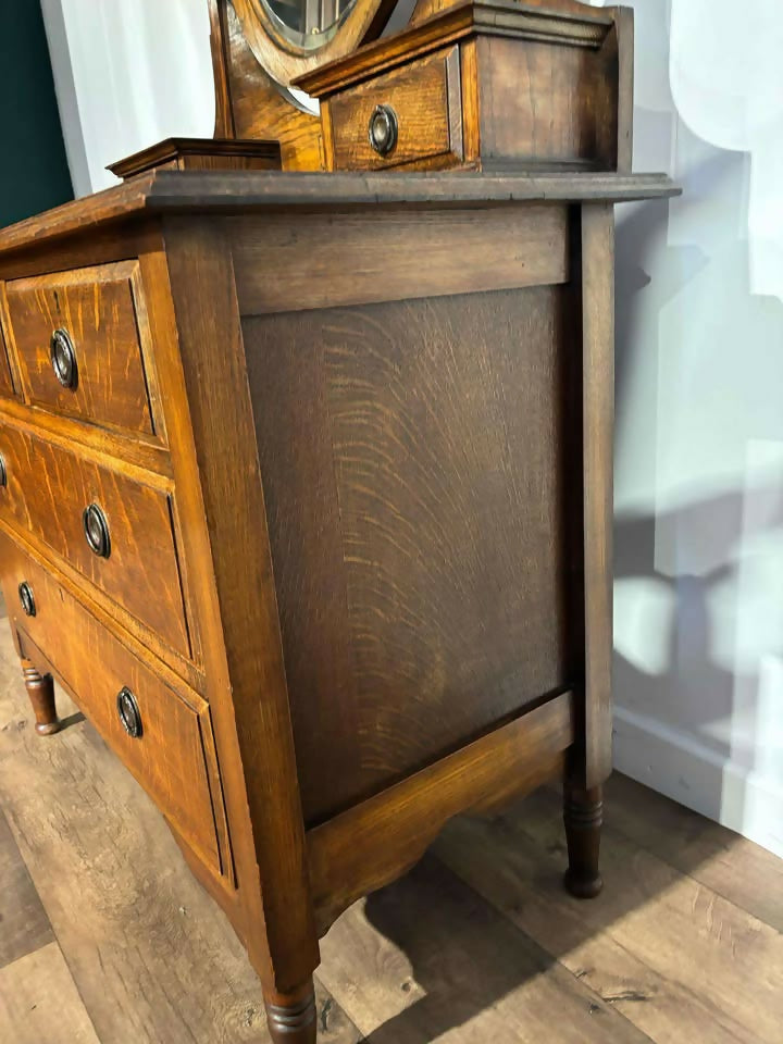 Edwardian Oak Dressing Table6