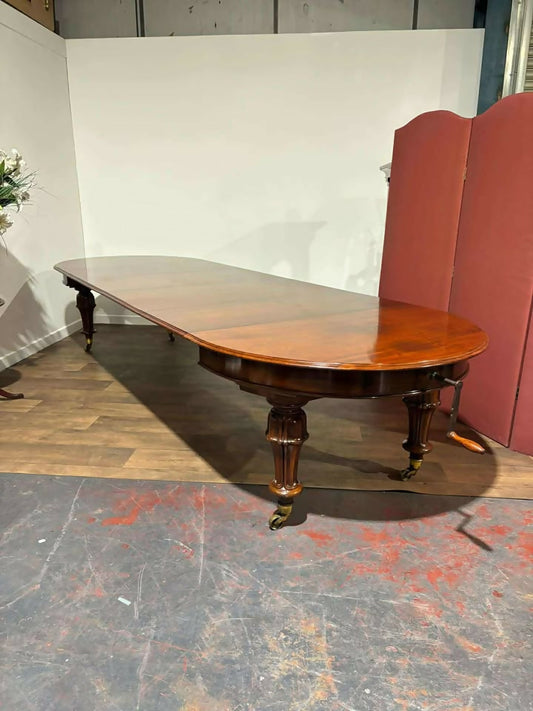 Rare Regency Extending Dining Table by Samuel Hawkins, with Leaf Cabinet – Seats Twelve in Grand Style