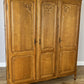 Wardrobe Vintage French Louis Oak Triple Door Carved Armoire Cabinet LOT 6535