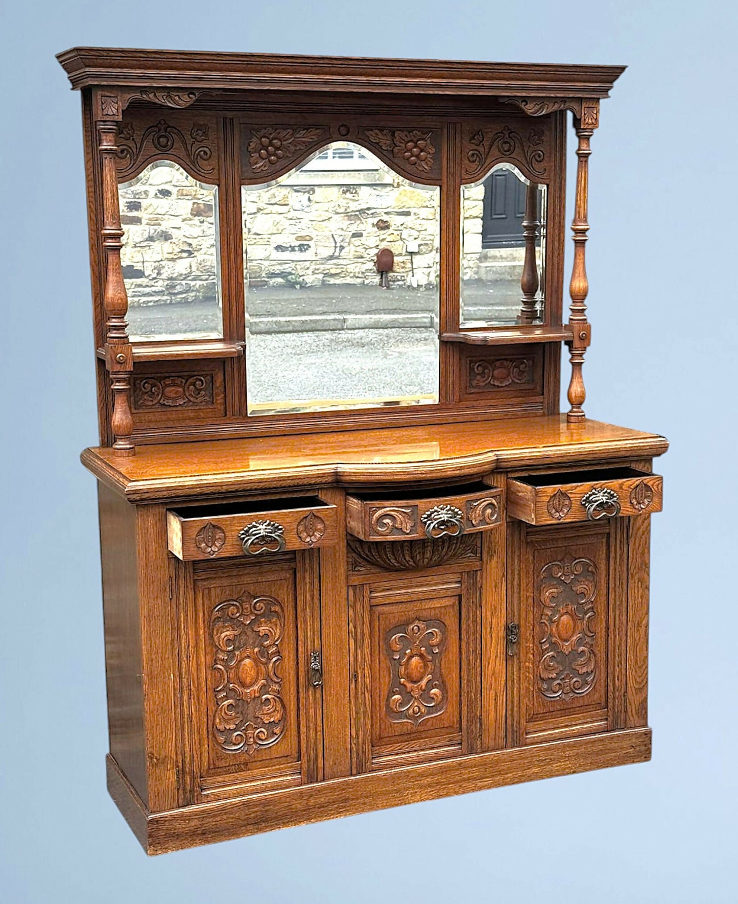 Edwardian Oak Mirror Back Sideboard