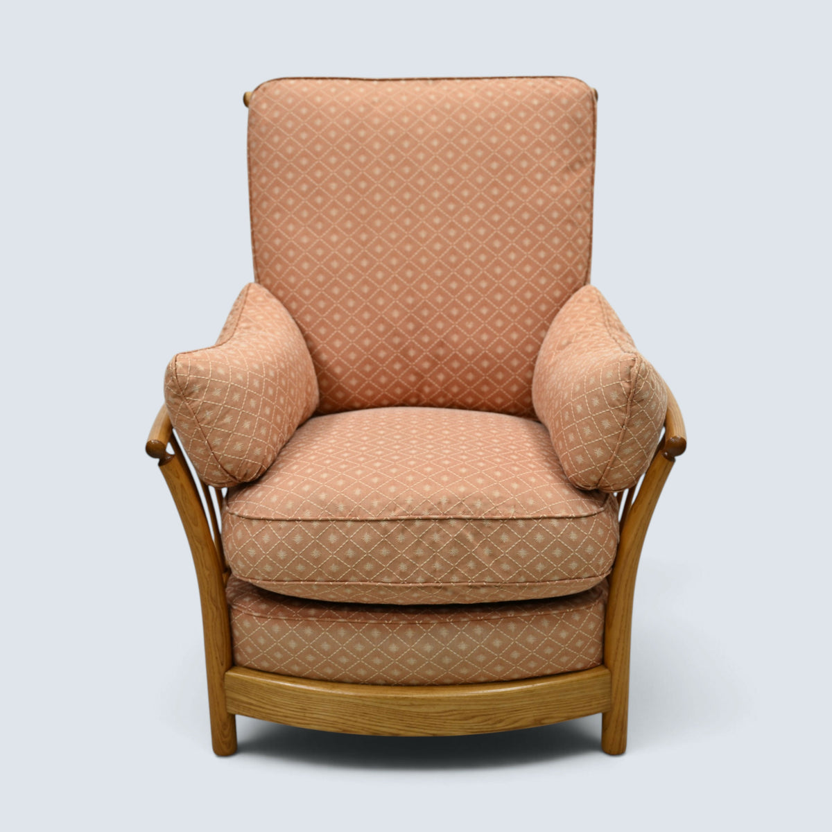 Ercol Piccola Easy Chair Light Orange Upholstery Light Finish FREE UK Delivery*