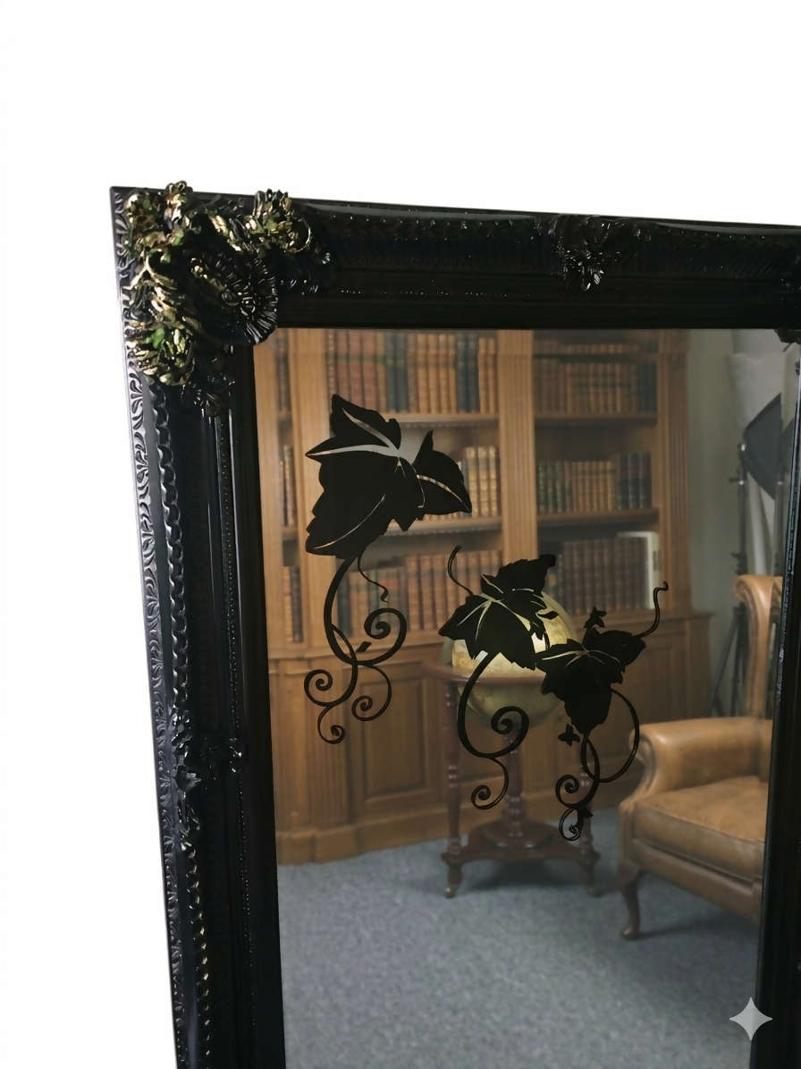 Large Decorative Baroque Style Bevelled Mirror In Gold & Black Frame