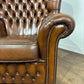 Brown Leather Button Back Chesterfield Arm Chair