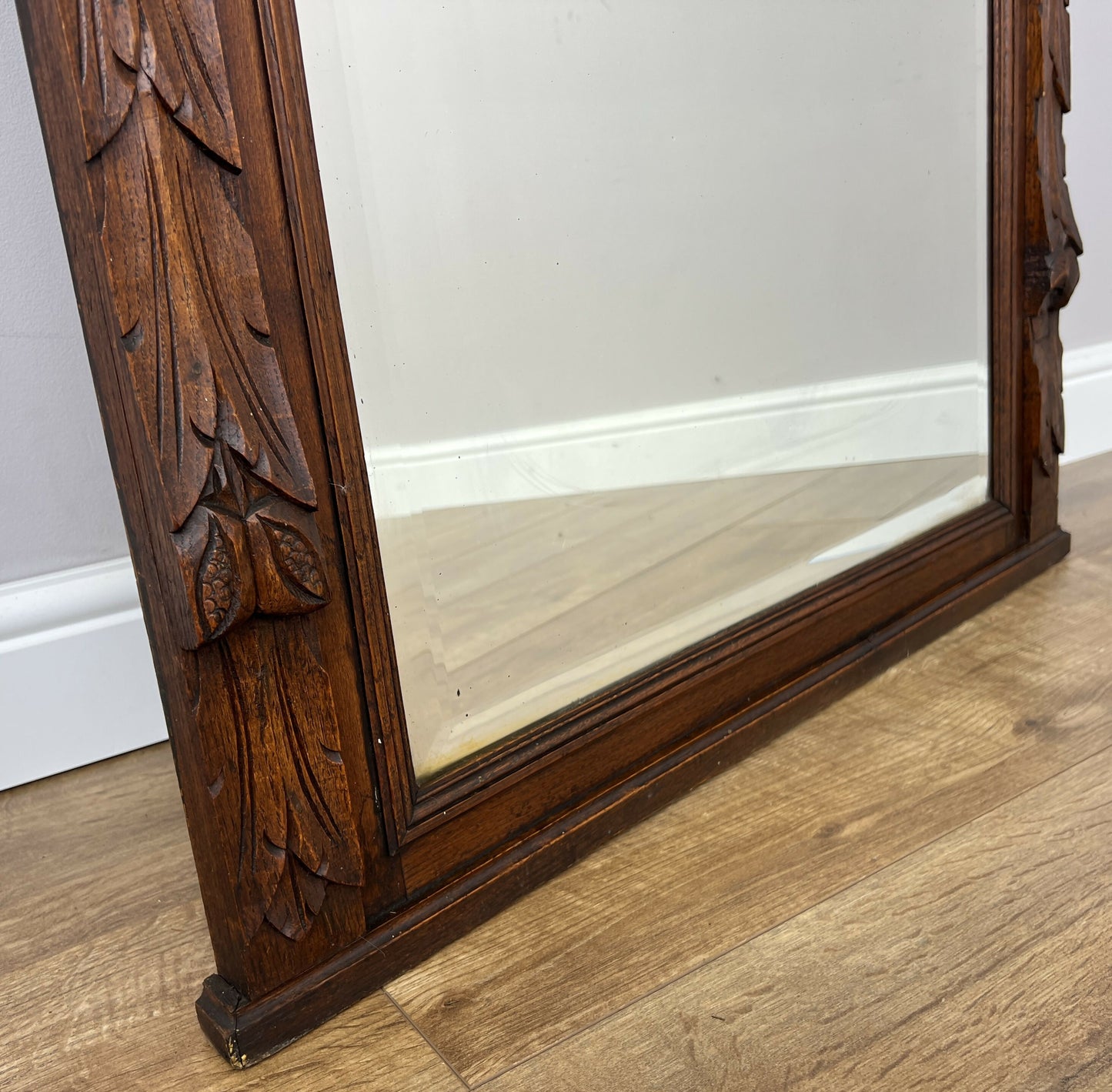 Mirror Antique French Oak Wall Mirror Home Decor Carved Wall Frame LOT 6371