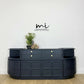 Mid Century Nathan teak modular sideboard set in navy blue, tv stand, media unit, retro corner cupboard, console, cocktail cabinet drinks