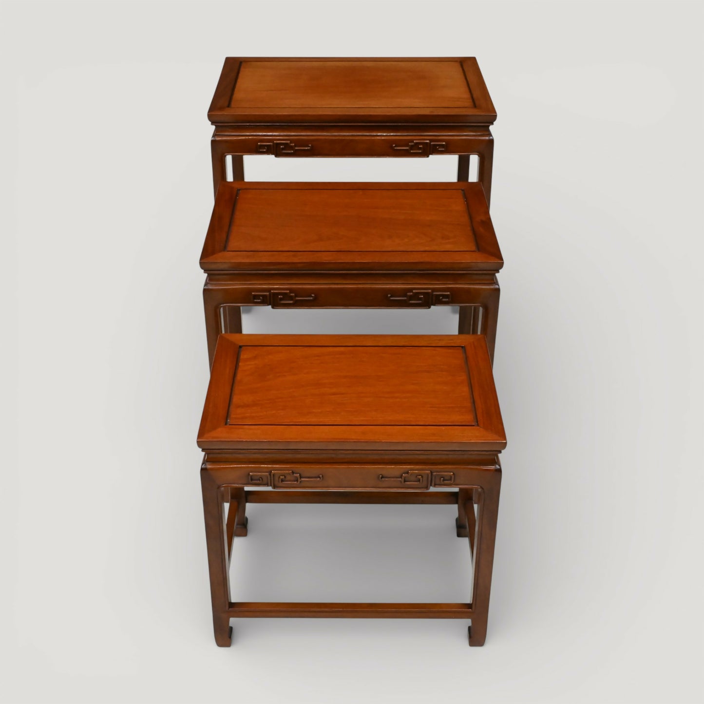 Chinese Nest of Tables Teak/Rosewood Carvings 3 Side Tables Free UK Delivery*