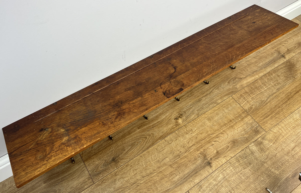 Coat Rack Vintage French Oak 6 Hooks Wall Shelf Carved Coat Hanger LOT 6551