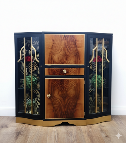 Art deco cocktail cabinet black and gold-MADE TO ORDER