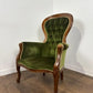 Reproduction Mahogany Green Velvet Upholstered Armchair – Furnishings Italia