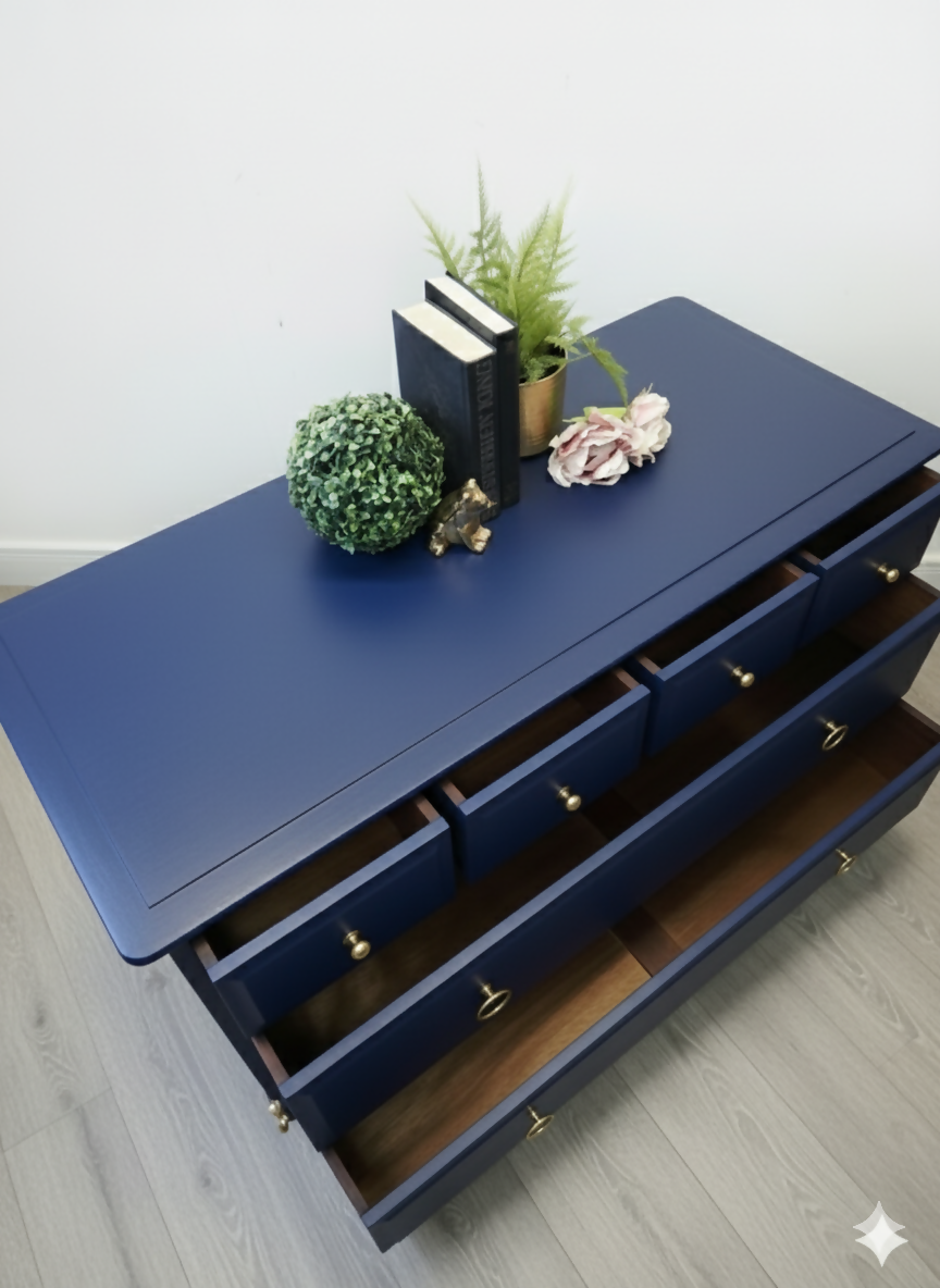 Stag minstrel chest of drawers in navy blue