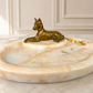Tray Antique French Style Marble Brass Dog Decorative Display Tray LOT 6419