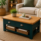 Green Coffee Table | Solid Oak Coffee Table | Hand Painted Farmhouse Coffee Table | Restored Rustic Furniture
