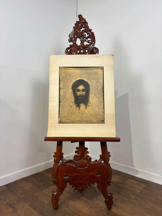Vintage Religious Lithograph Print – Jesus Christus (St. Veronica’s Handkerchief) after Gabriel Max