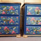 “Blue Floral” 1980s Bedside 3 Drawers