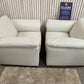 Natuzzi White Leather Lounge Suite – 2 Seater Sofa + 2 Armchairs – Italian