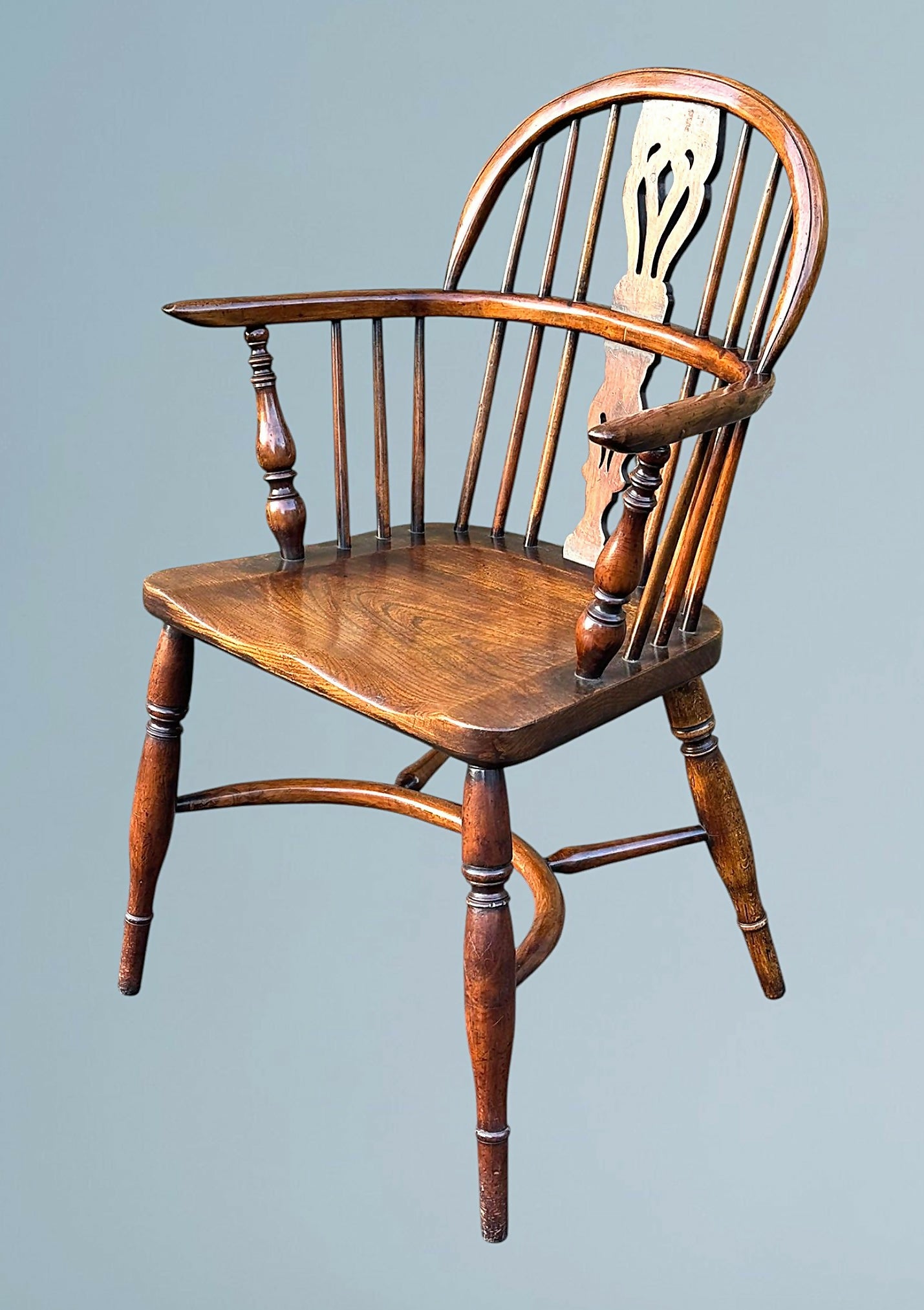 Yew Wood Low Back Windsor Arm Chair