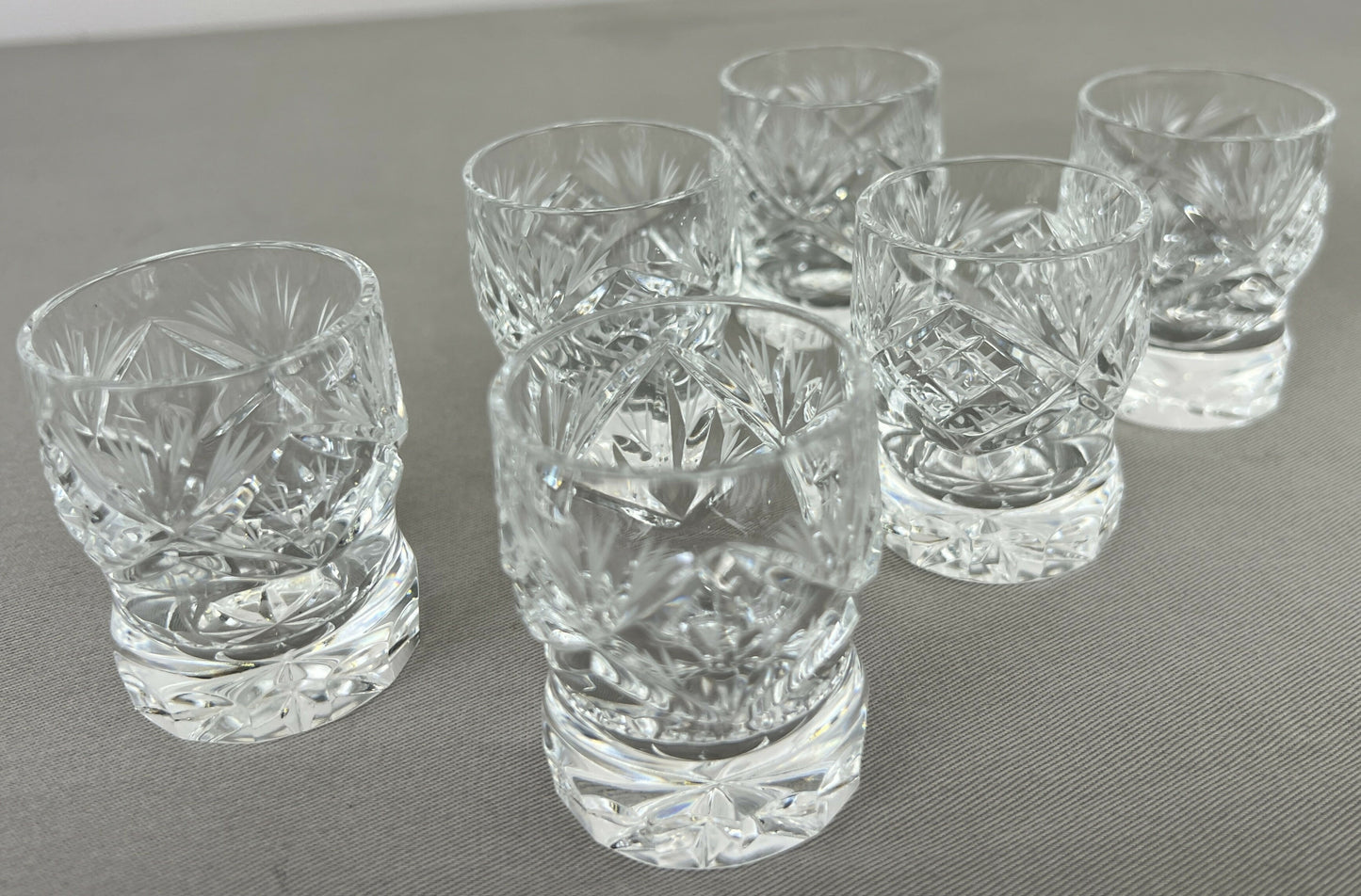 Carafe Set Vintage Style Crystal Cut 6 Shot Glasses and Tray LOT 6436