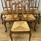 Dining Chairs Vintage French Louis Style Oak Rush Seat Set of 6 Chairs LOT 6348