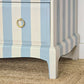 Vintage Hand-painted Stag Minstrel Tallboy, Chest of Drawer Blue & Cream Striped
