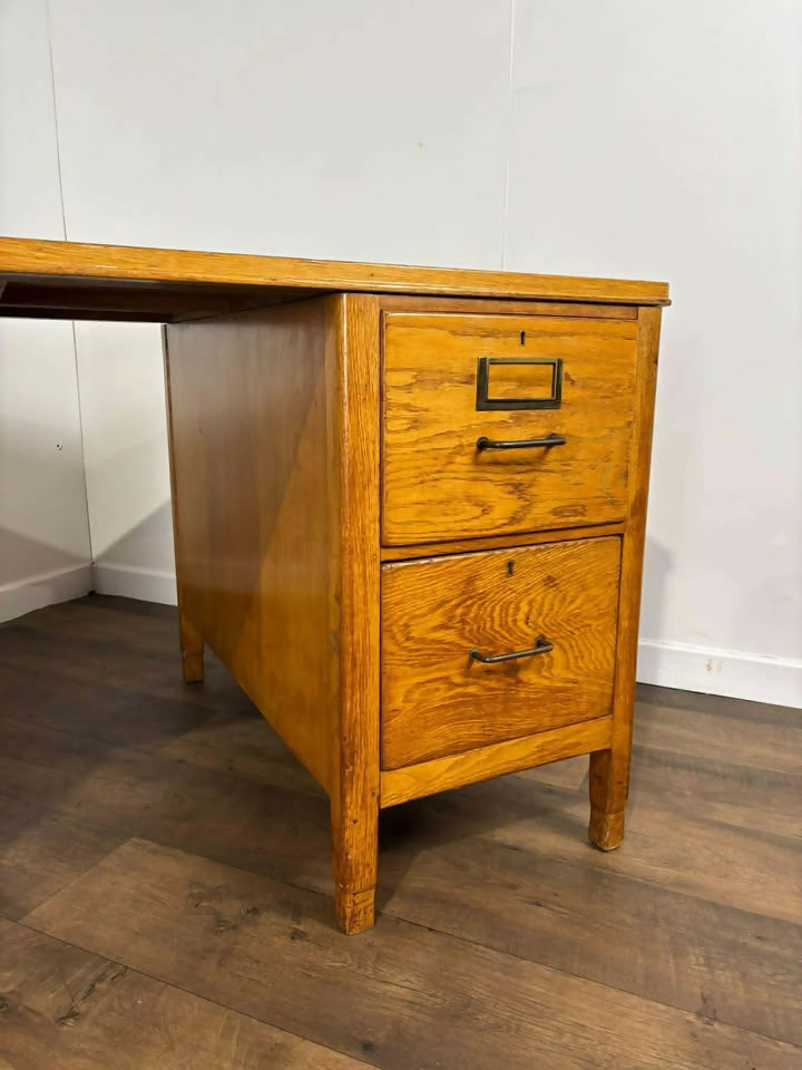 Vintage 1930’s Oak Teacher’s Pedestal Desk