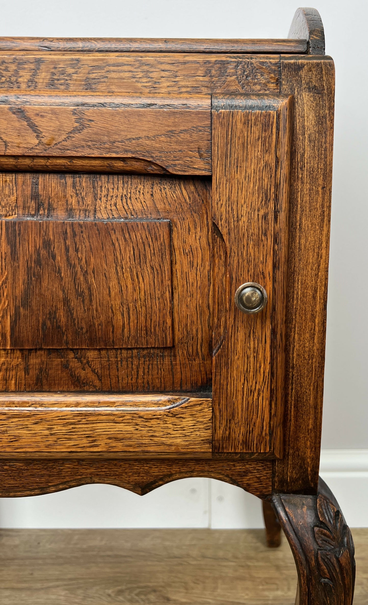 Bedside Table Vintage French Louis Oak Cabinet Cupboard Nightstand LOT 6230