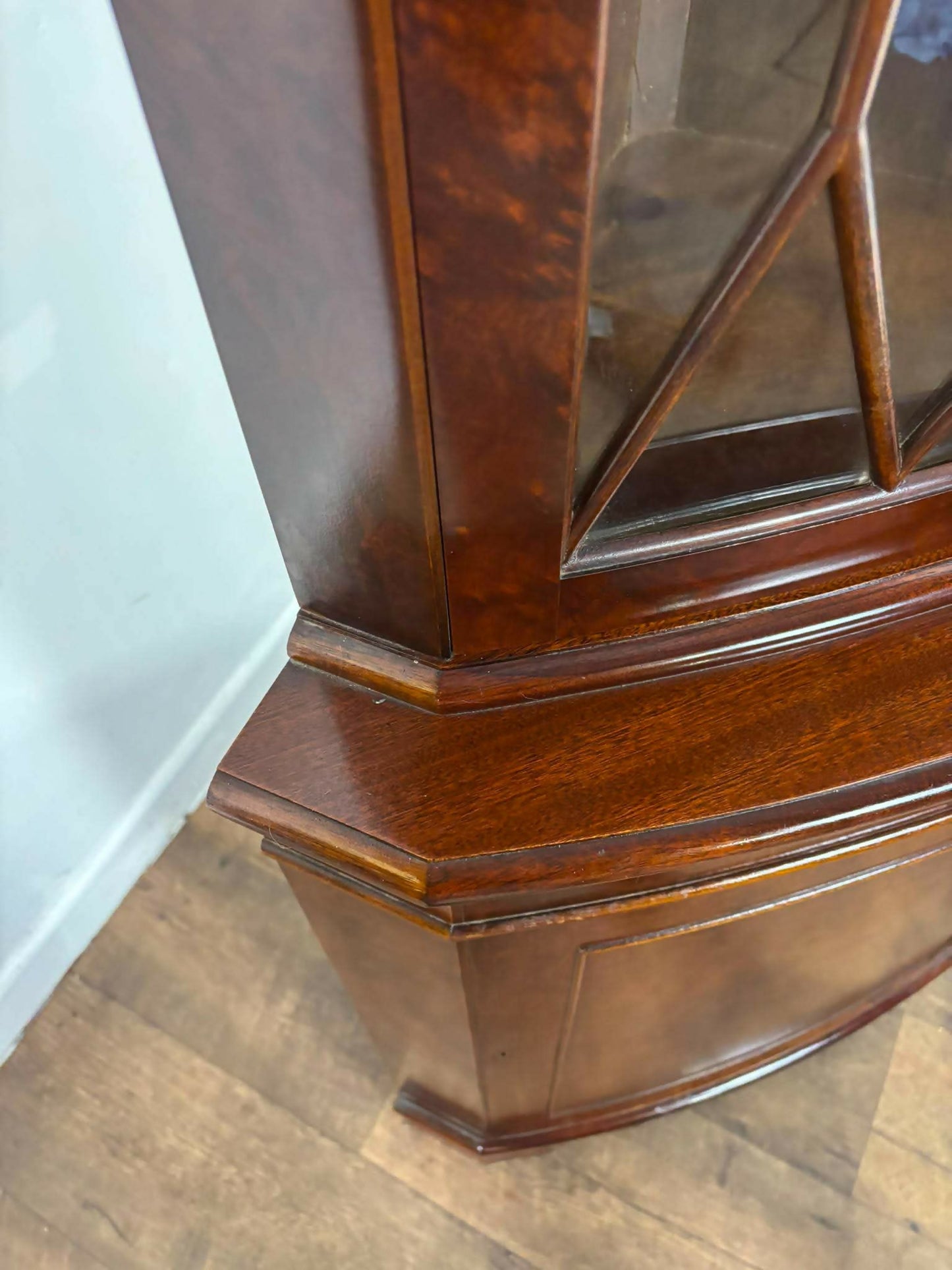 Reproduction Walnut Glazed Corner Display Cabinet