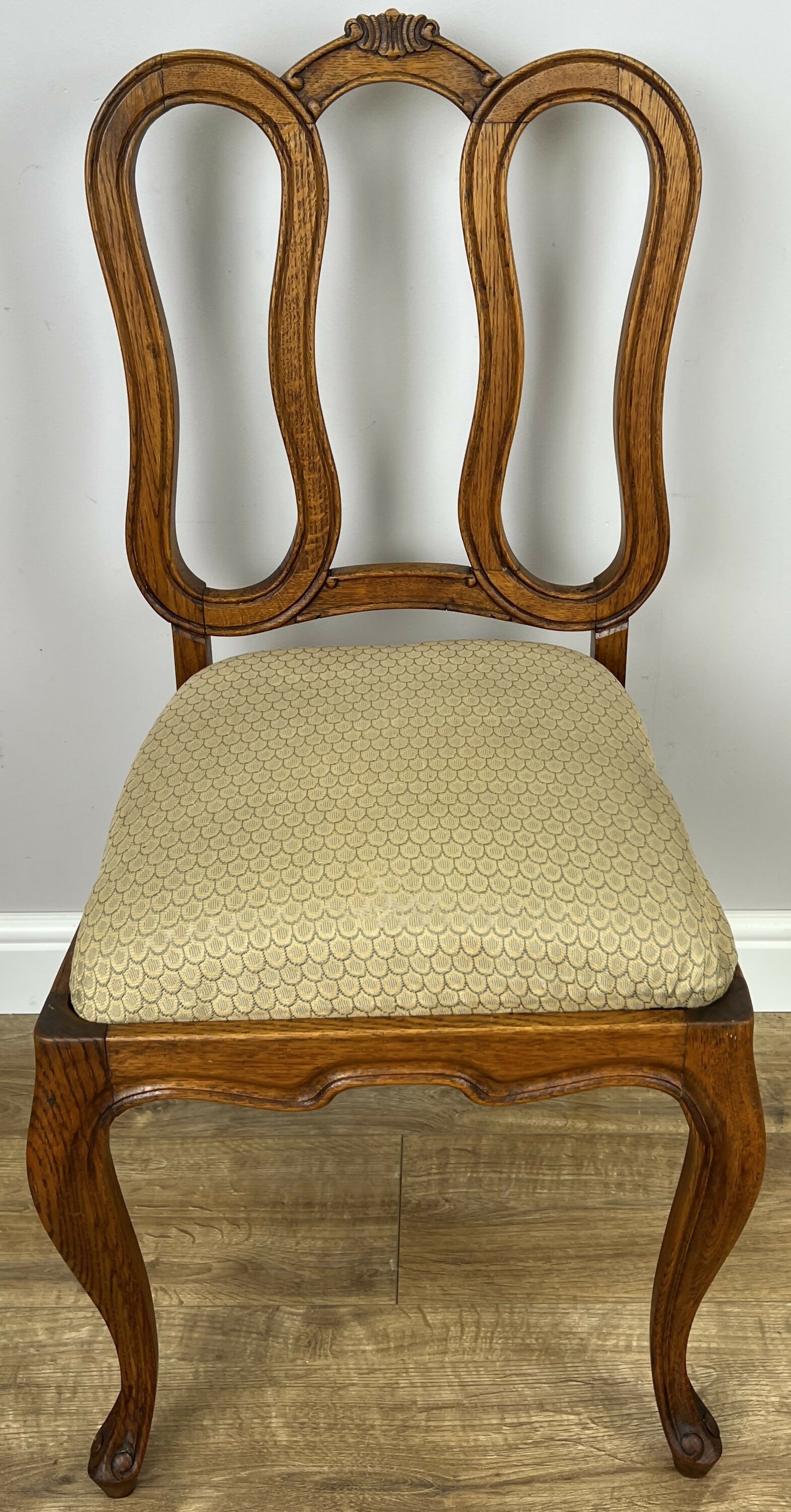Dining Chairs Vintage French Louis Style Oak Set of 6 Upholstered Seats LOT 6344