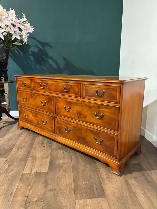 Yew Wood Chest of Seven Drawersnn