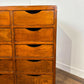 Vintage Oak Veneer Bank of Ten Drawers