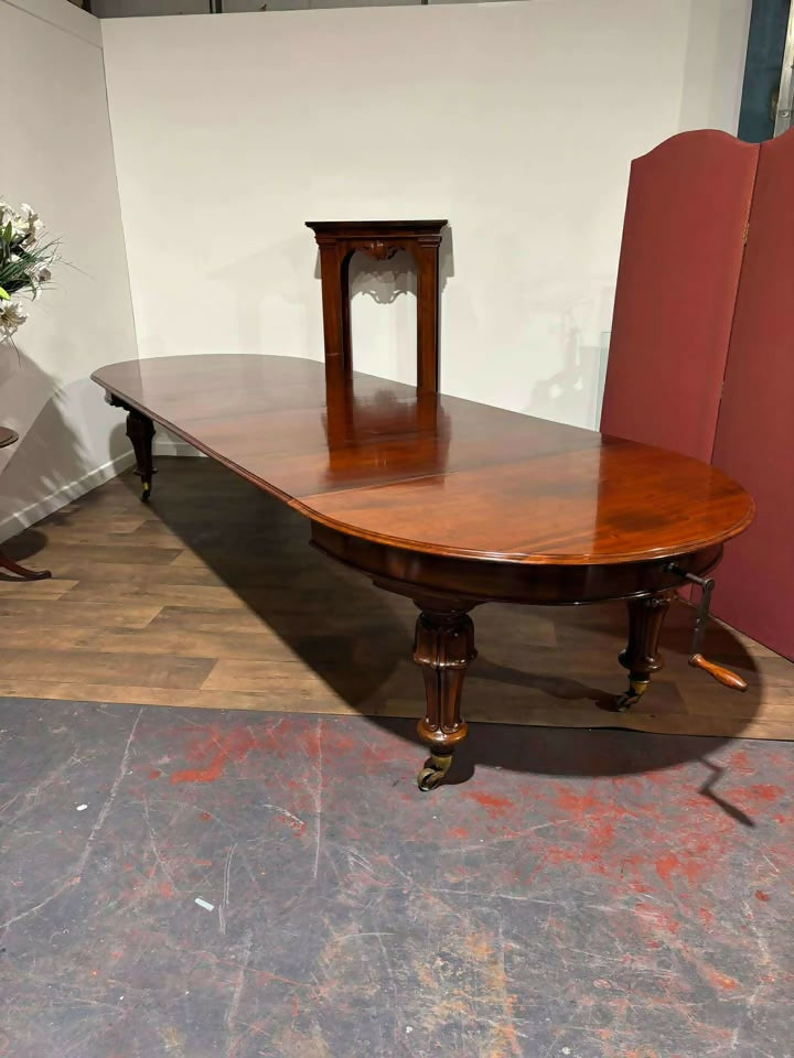 Rare Regency Extending Dining Table by Samuel Hawkins, with Leaf Cabinet – Seats Twelve in Grand Style